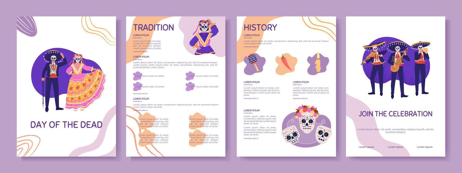 Day of the Dead flat vector brochure template