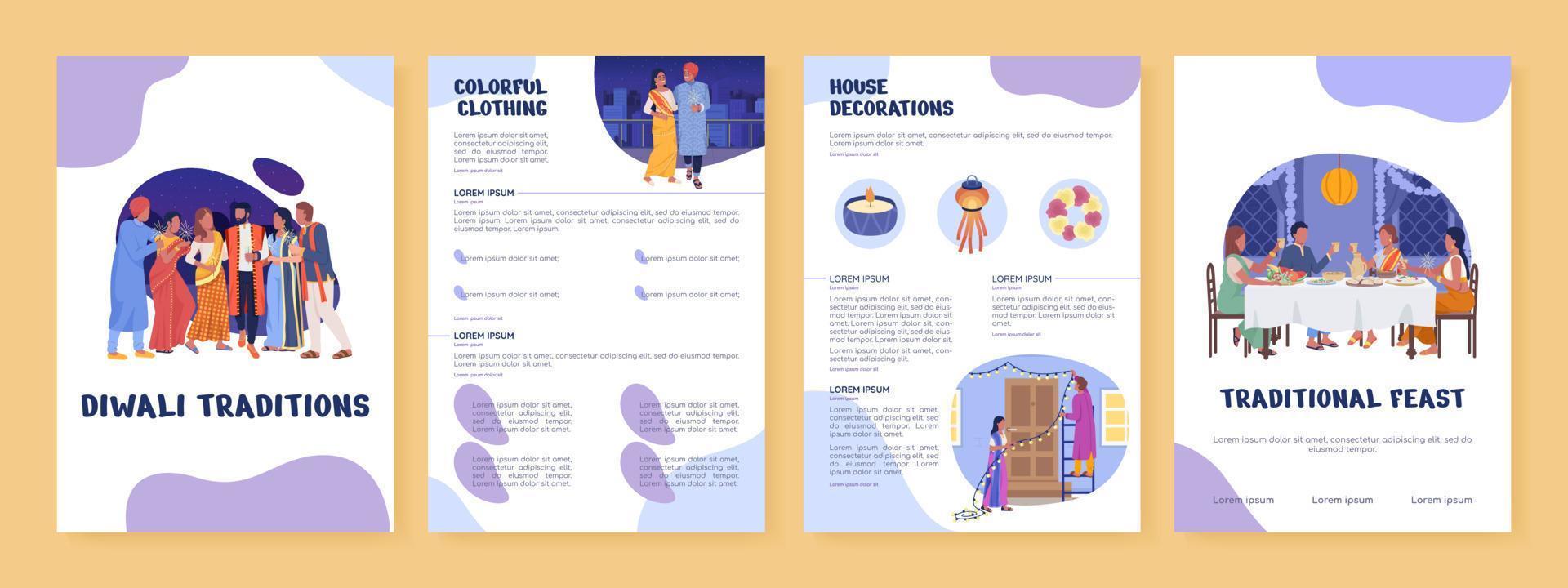 Diwali traditions flat vector brochure template