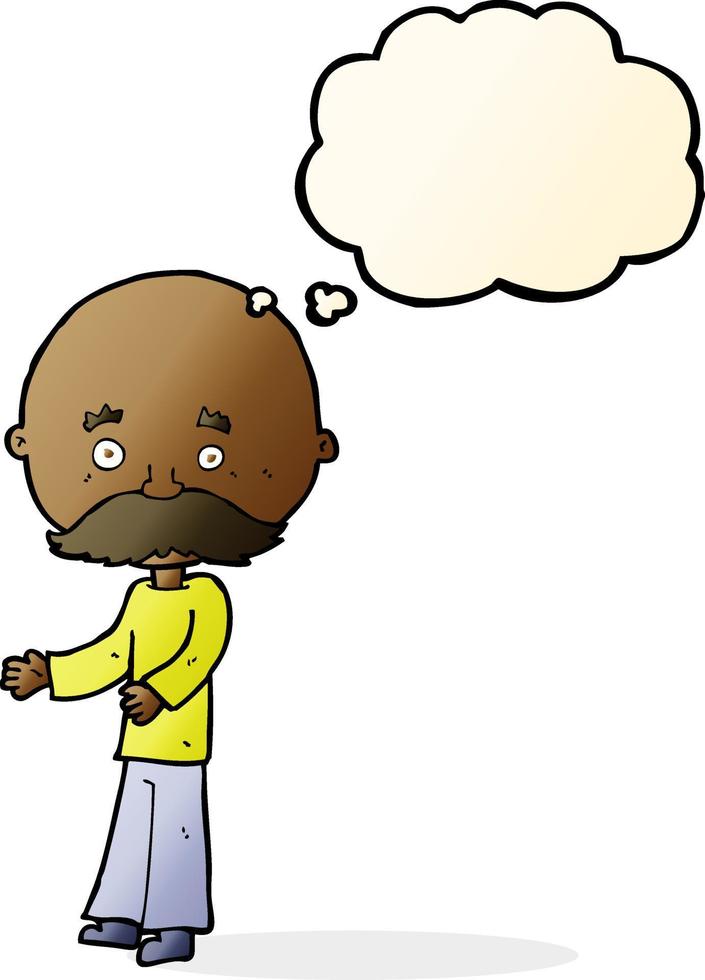 cartoon man with mustache with thought bubble vector