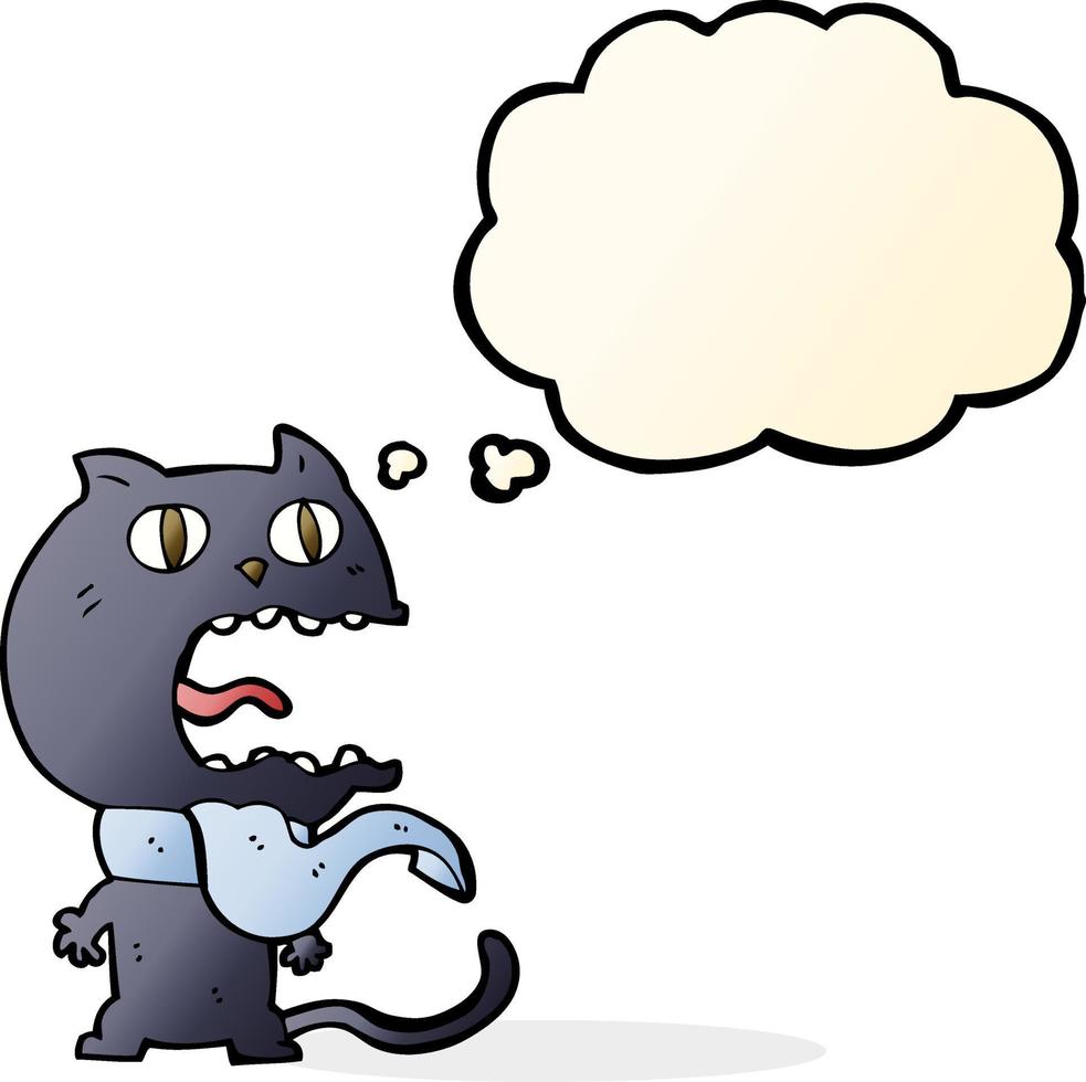 cartoon frightened cat with thought bubble vector