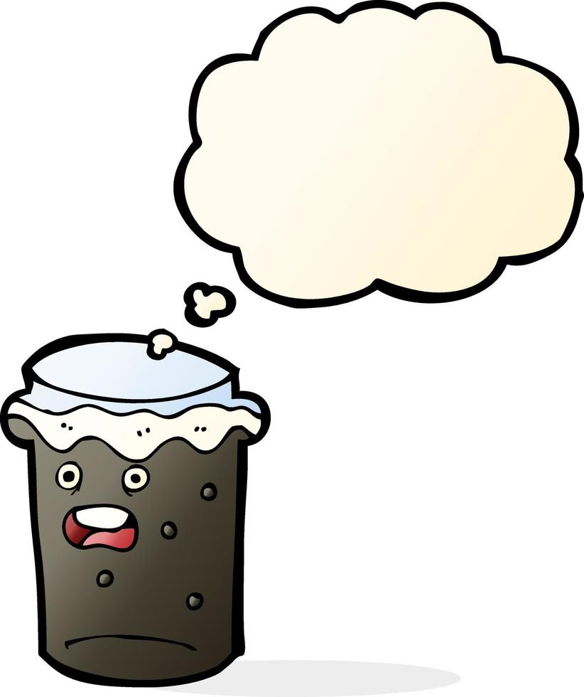 cartoon glass of stout beer with thought bubble vector