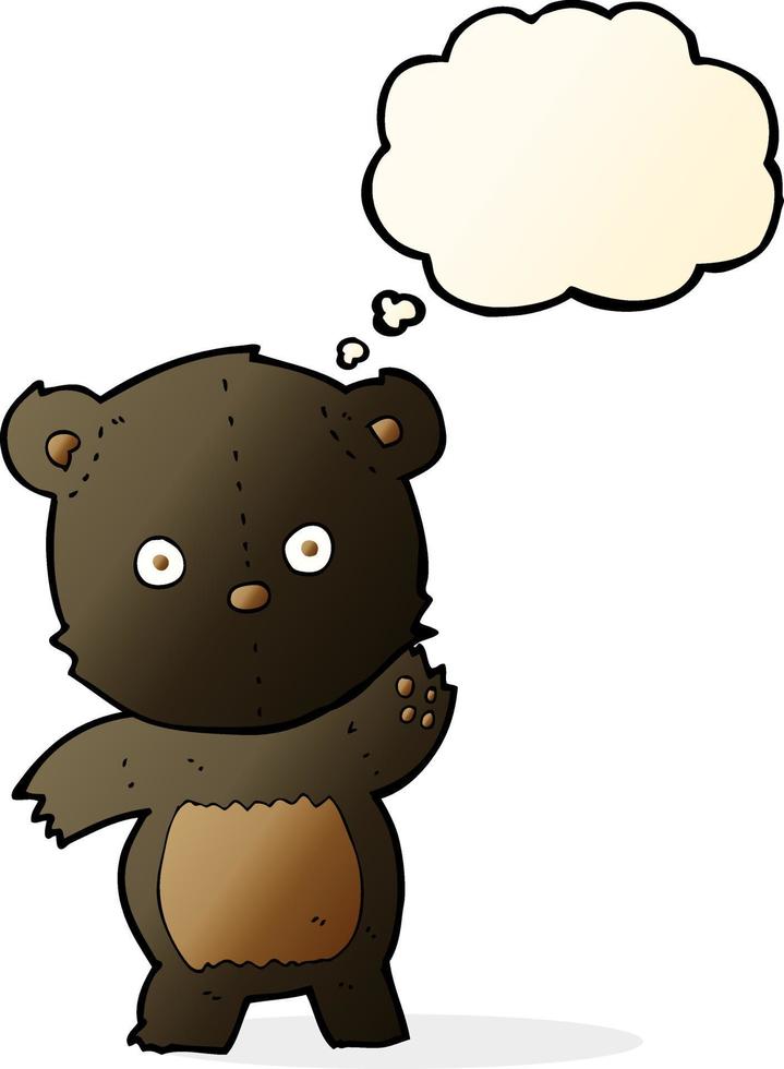 lindo oso negro de dibujos animados con burbuja de pensamiento vector