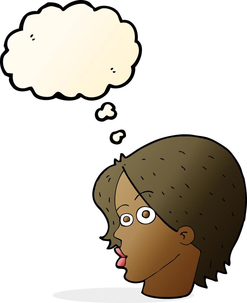 cartoon female face with thought bubble vector