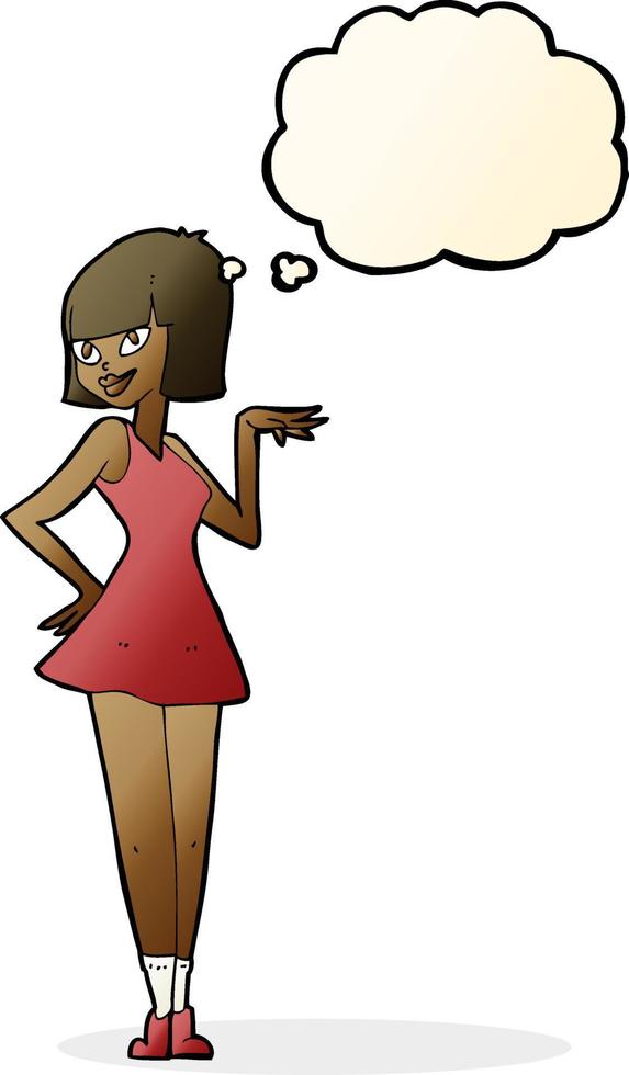 cartoon pretty woman with thought bubble vector