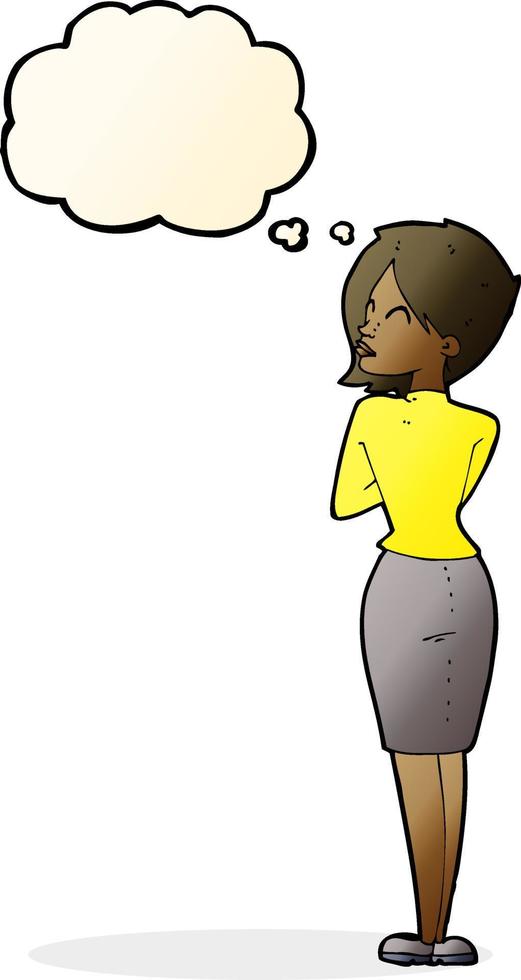 cartoon businesswoman ignoring with thought bubble vector