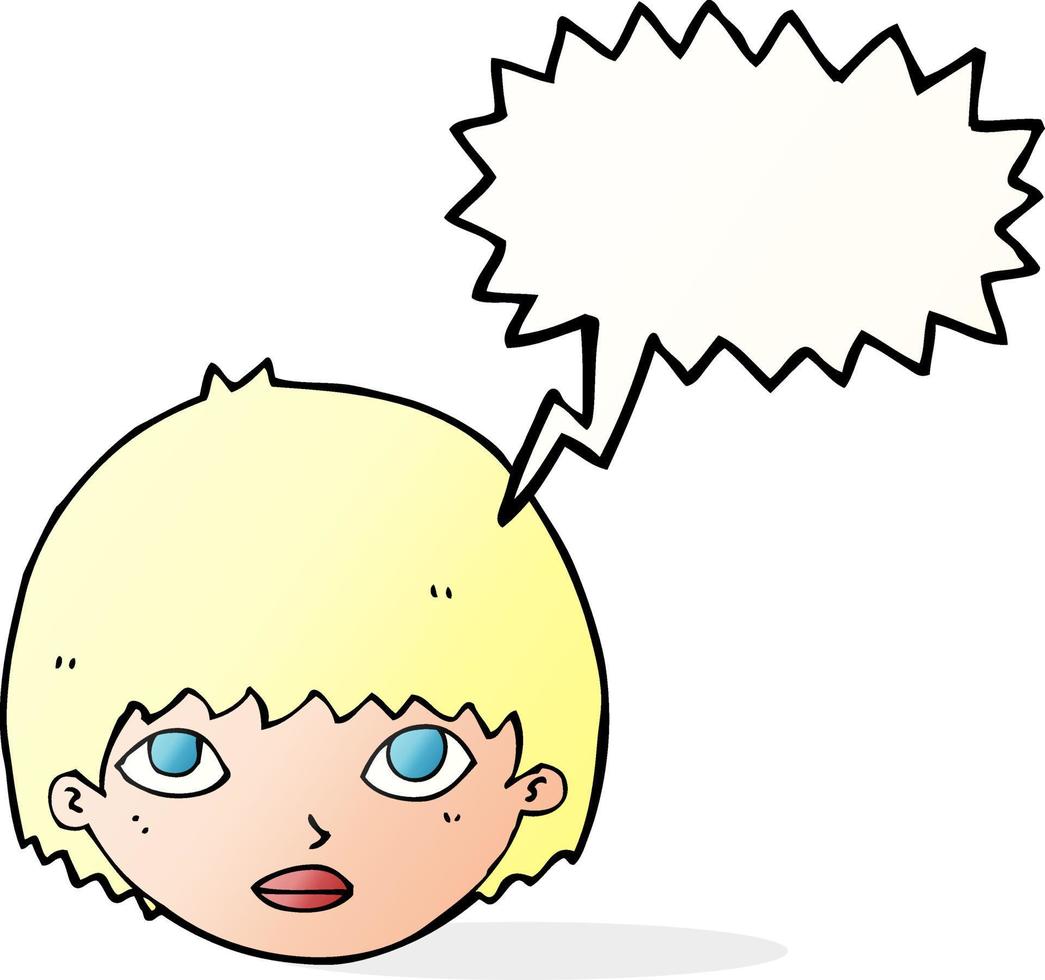 cartoon girl staring with speech bubble vector