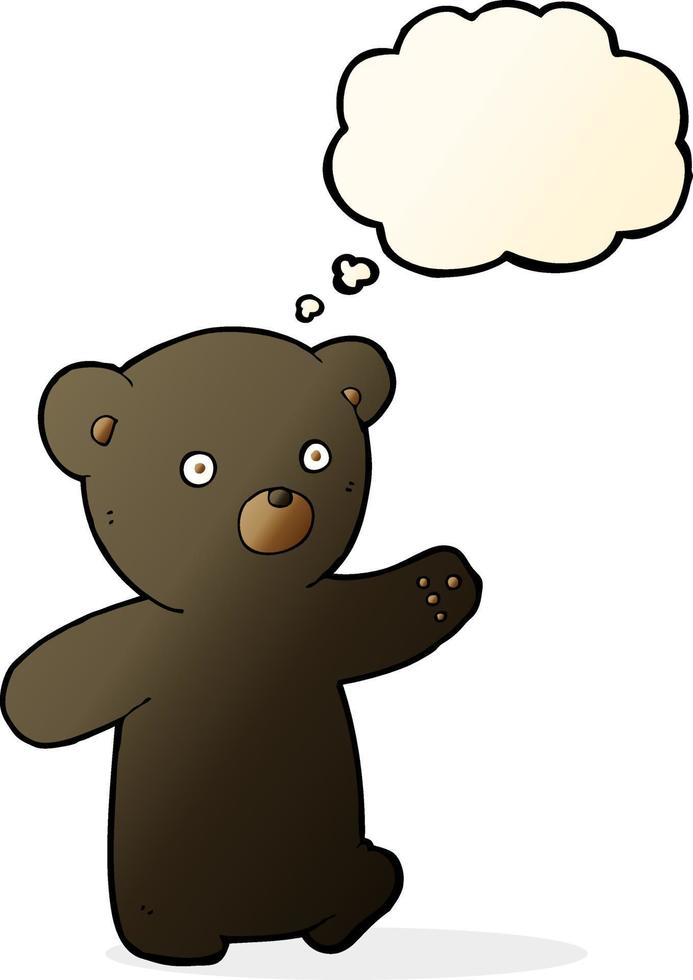cartoon black bear cub with thought bubble vector