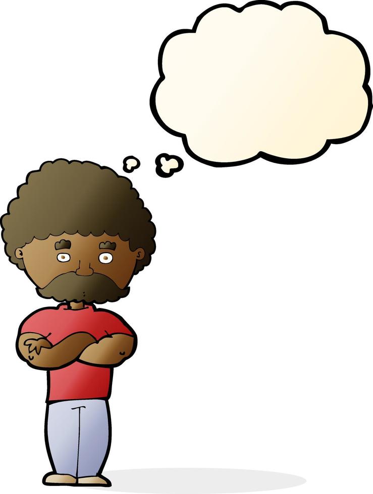 cartoon dad with folded arms with thought bubble vector
