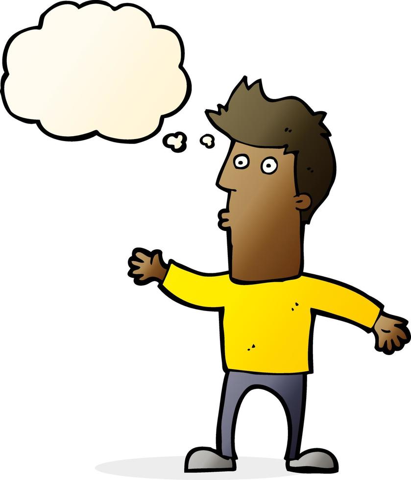 cartoon surprised man with thought bubble vector