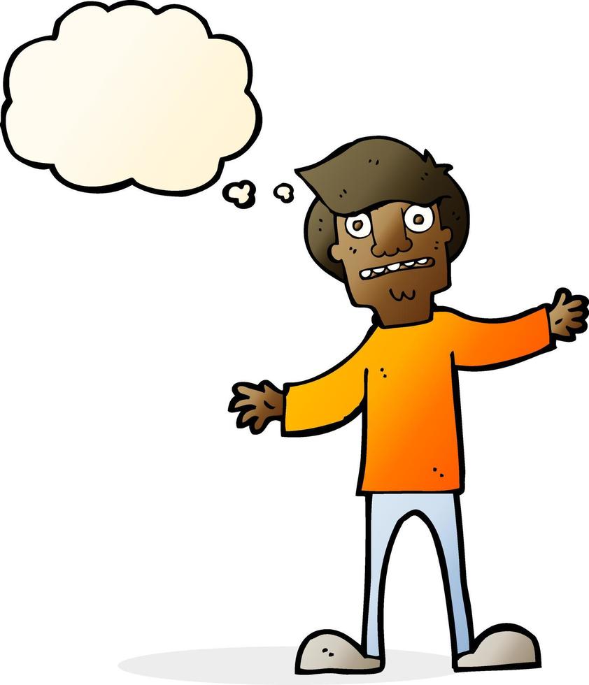 cartoon surprised man with thought bubble vector