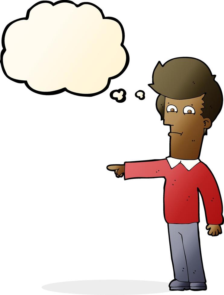 cartoon man pointing with thought bubble vector