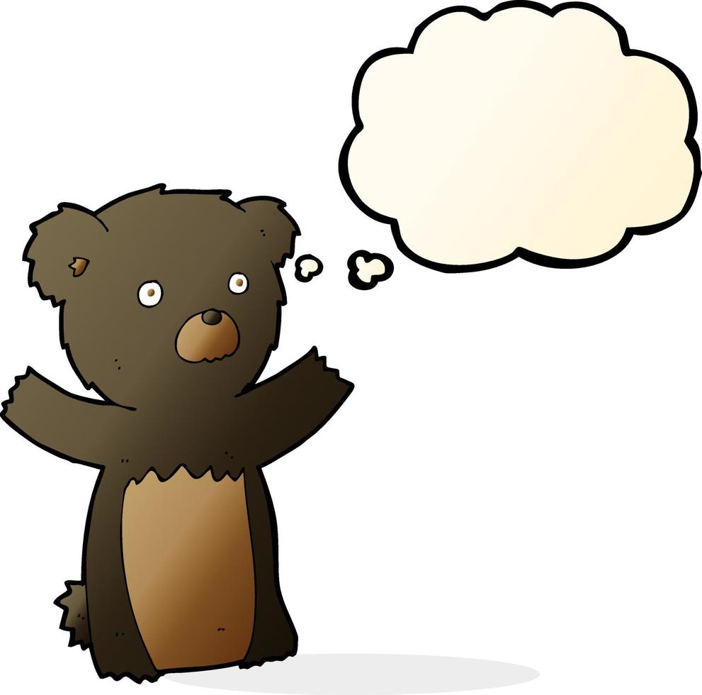 cartoon black bear cub with thought bubble vector