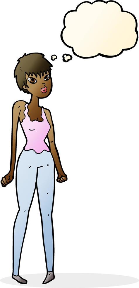 cartoon pretty woman  with thought bubble vector