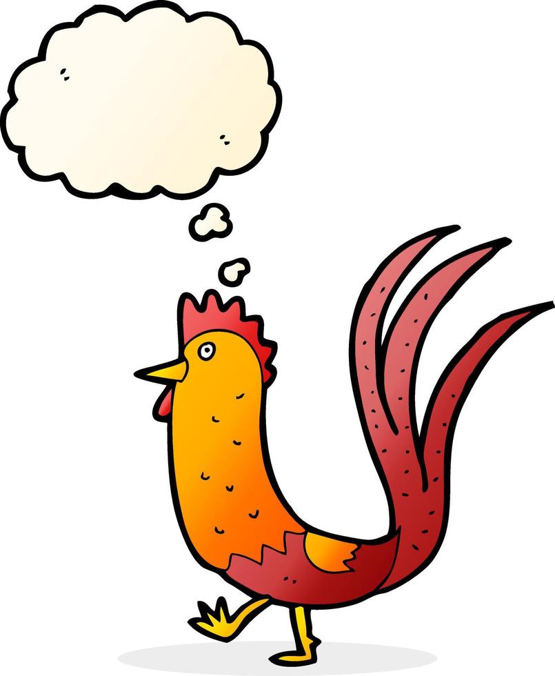 cartoon cockerel with thought bubble vector