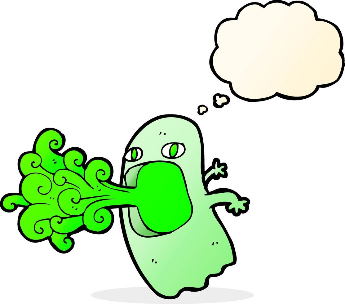 funny cartoon ghost with thought bubble vector