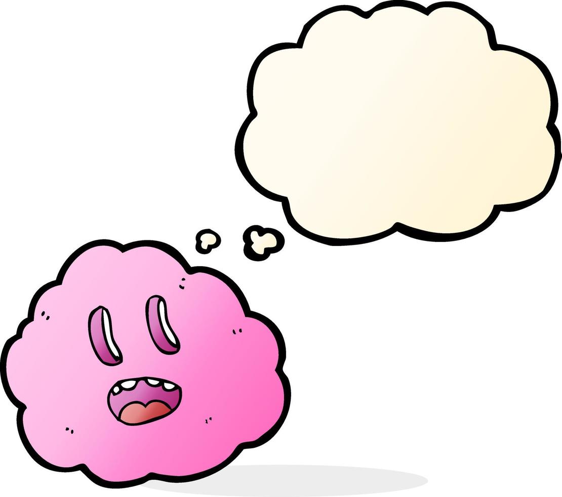cartoon spooky cloud with thought bubble vector