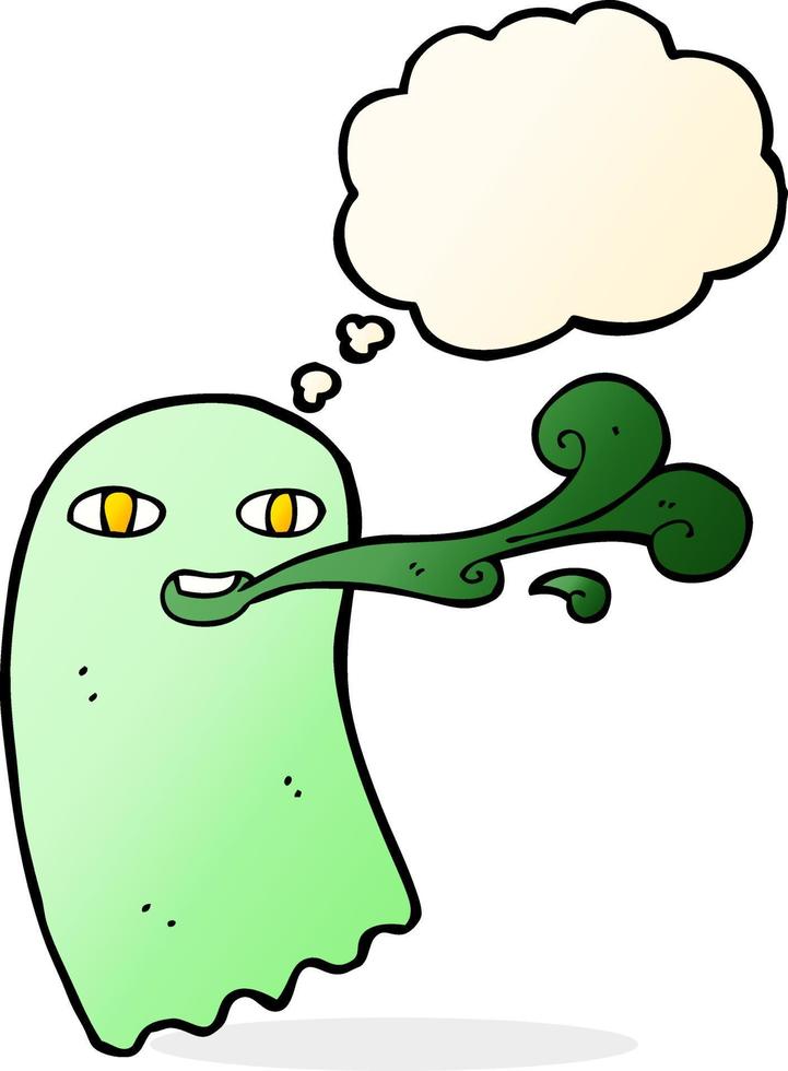 funny cartoon ghost with thought bubble vector