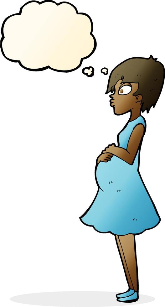 cartoon pregnant woman with thought bubble vector