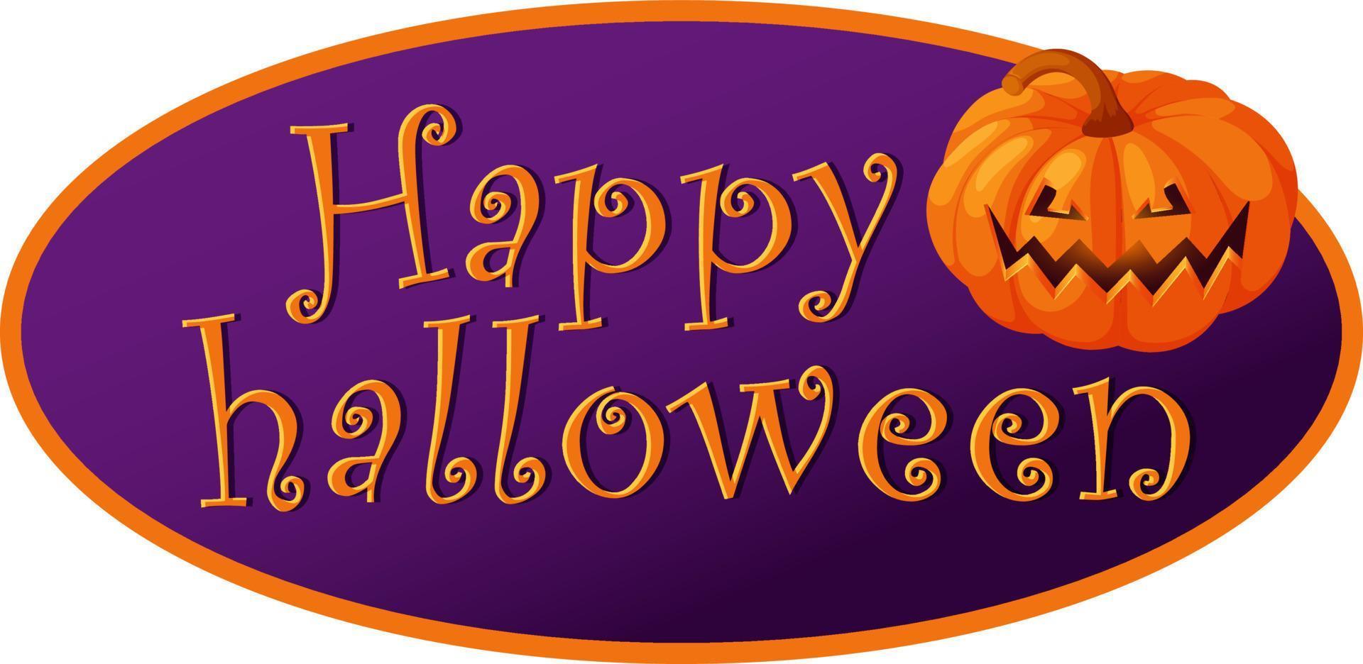 Happy halloween sticker with pumpkin in cartoon style vector