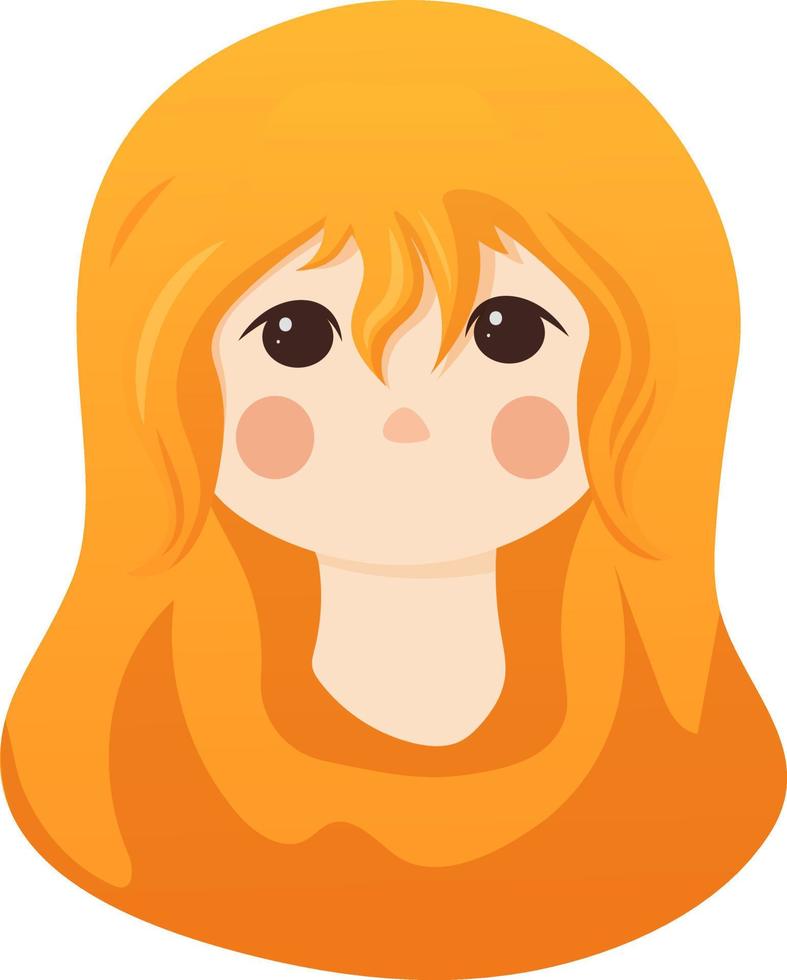 cara de niña de dibujos animados con cabello amarillo aislado vector