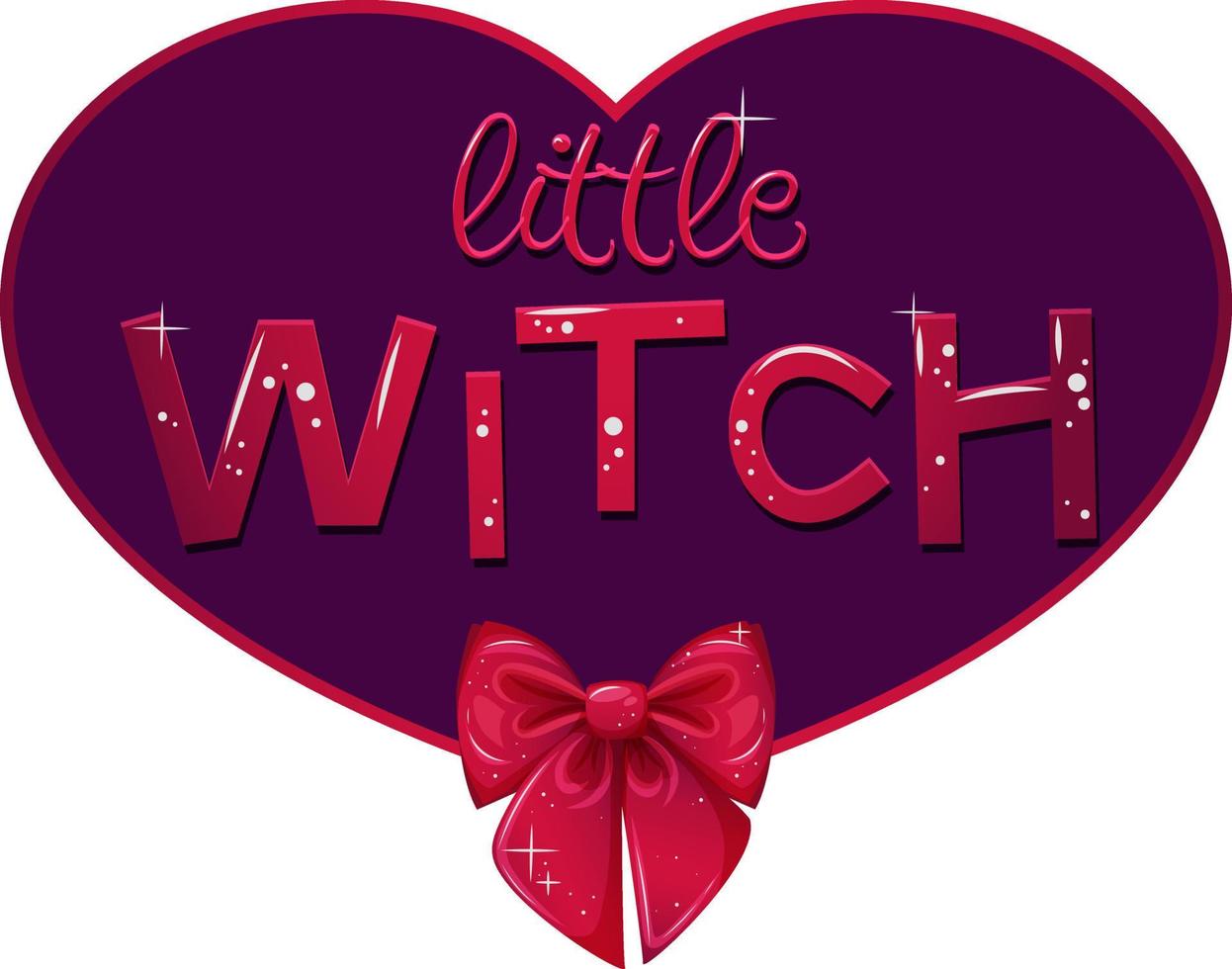 Badge, sticker with a bow and the inscription little witch, with sequins, for little girls vector