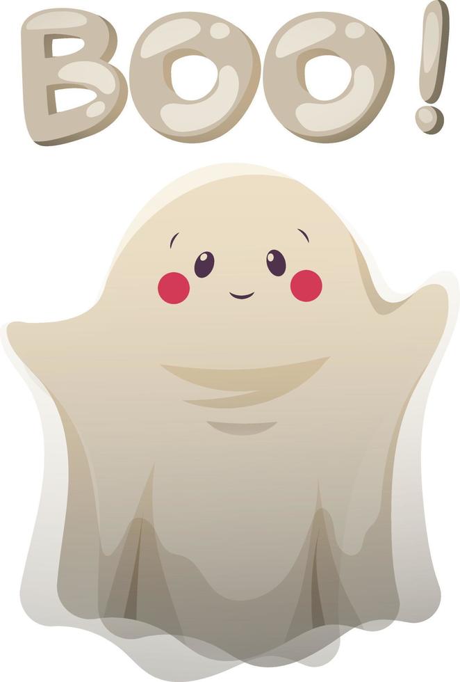 Cute ghost for kids, for Halloween with the inscription boo vector
