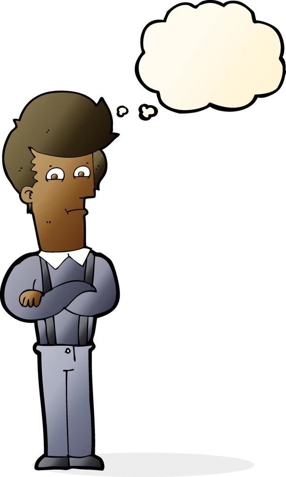 cartoon annoyed man with thought bubble vector