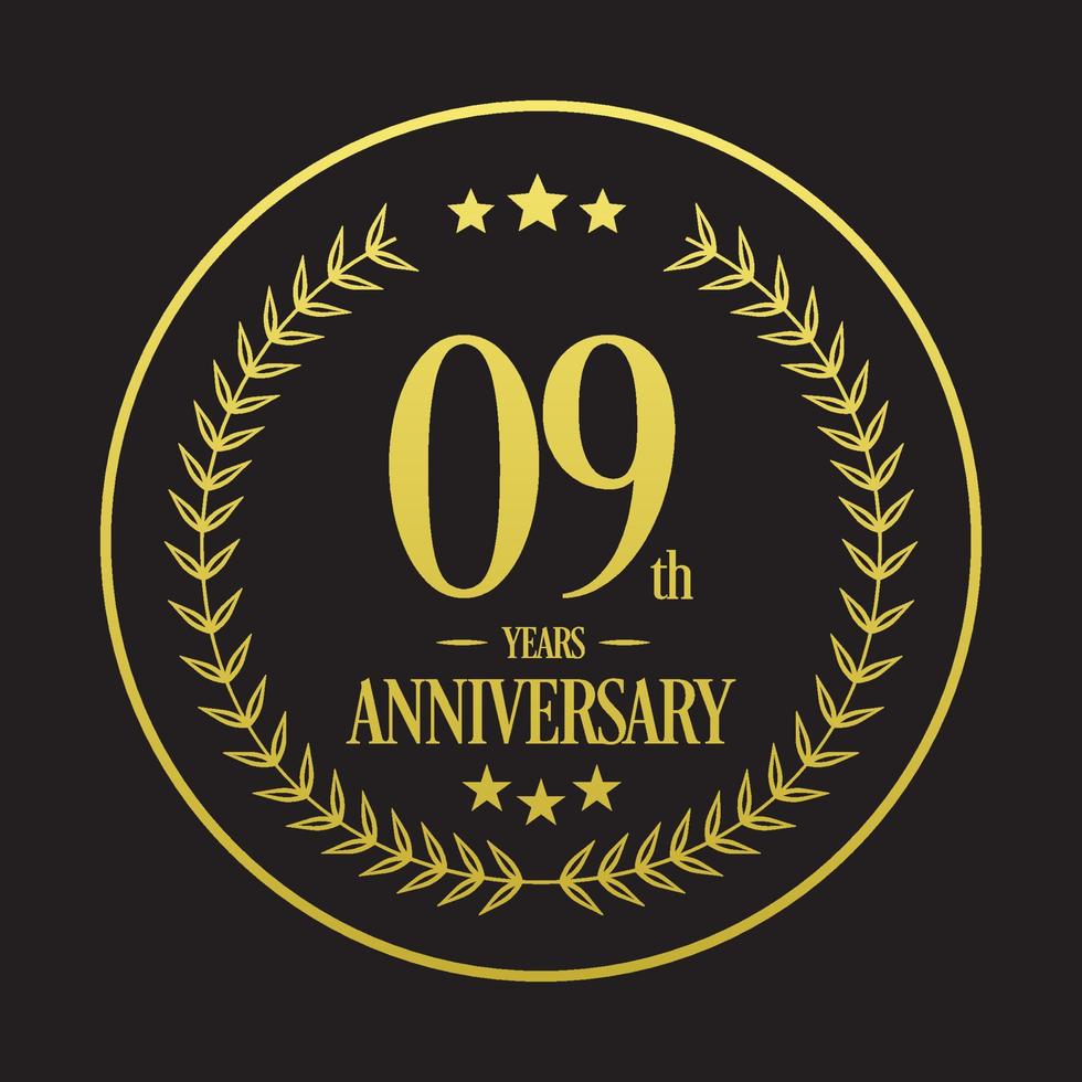 Luxury 9th anniversary Logo illustration vector.Free vector illustration Free Vector