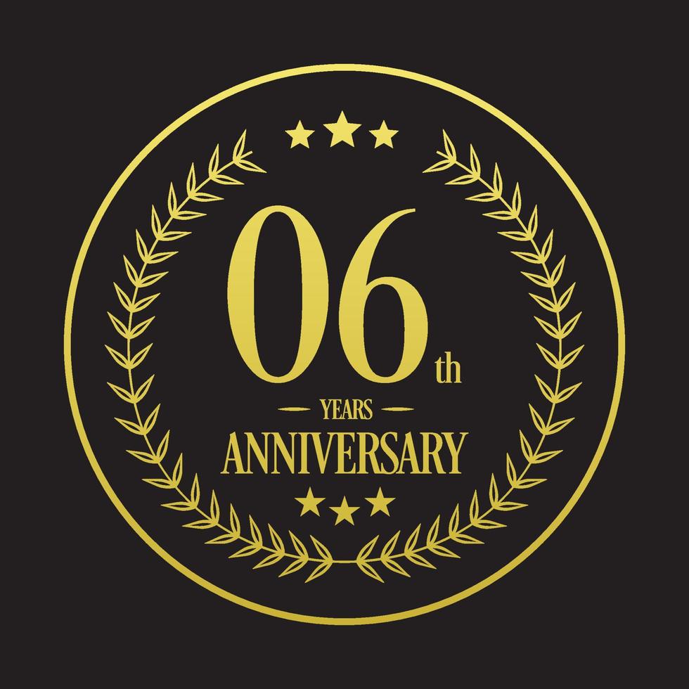 Luxury 06th anniversary Logo illustration vector.Free vector illustration Free Vector