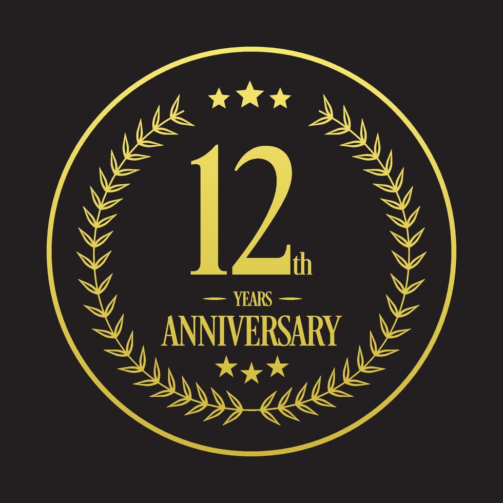 Luxury 12th anniversary Logo illustration vector.Free vector illustration Free Vector