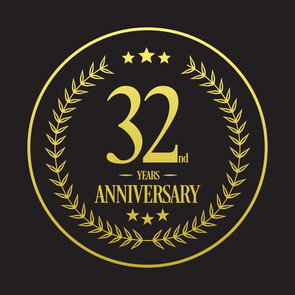 Luxury 32nd anniversary Logo illustration vector.Free vector illustration Free Vector