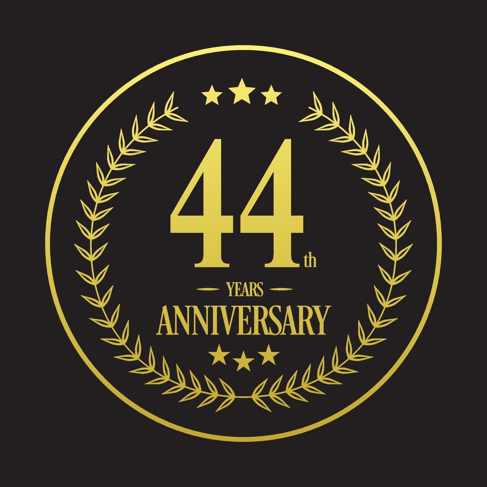 Luxury 44th anniversary Logo illustration vector.Free vector illustration Free Vector