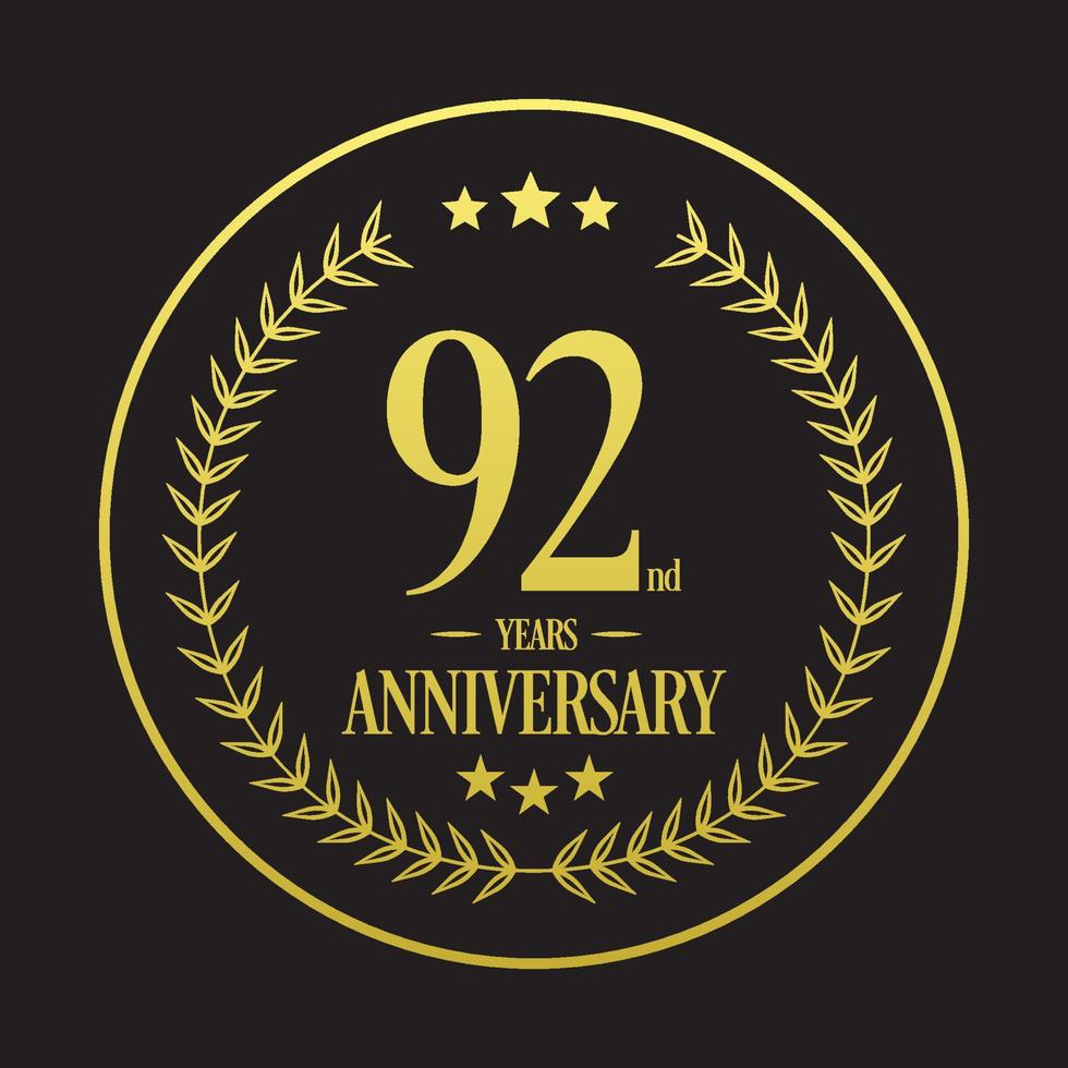 Vector de ilustración de logotipo de lujo 92 aniversario. Ilustración de vector libre
