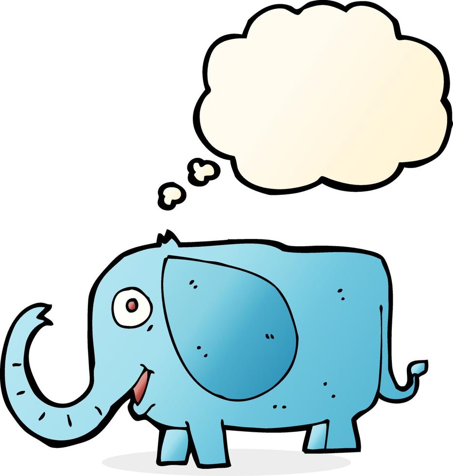 caricatura, elefante bebé, con, burbuja del pensamiento vector