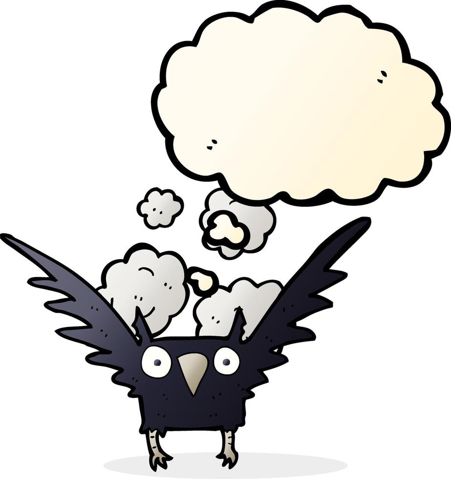 cartoon spooky bird with thought bubble vector