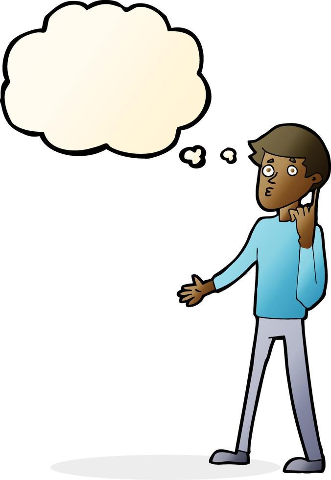 cartoon man asking question with thought bubble vector