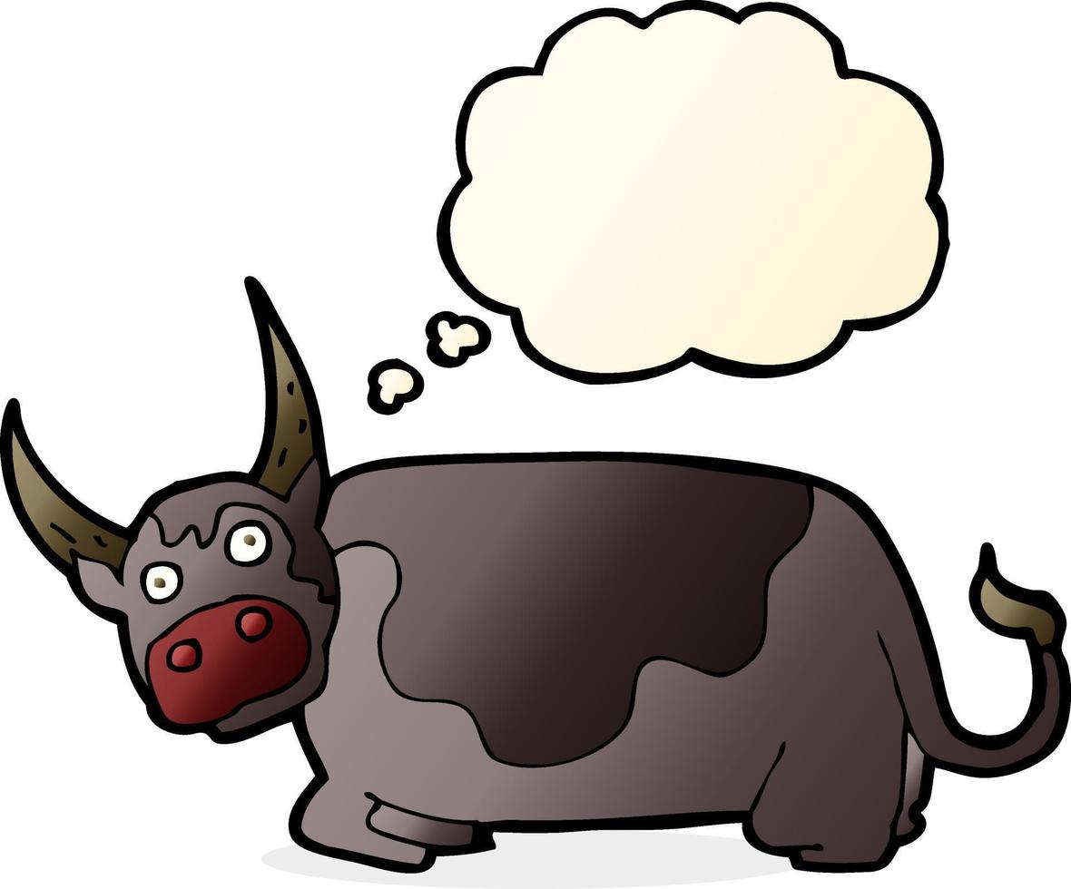 cartoon bull with thought bubble vector