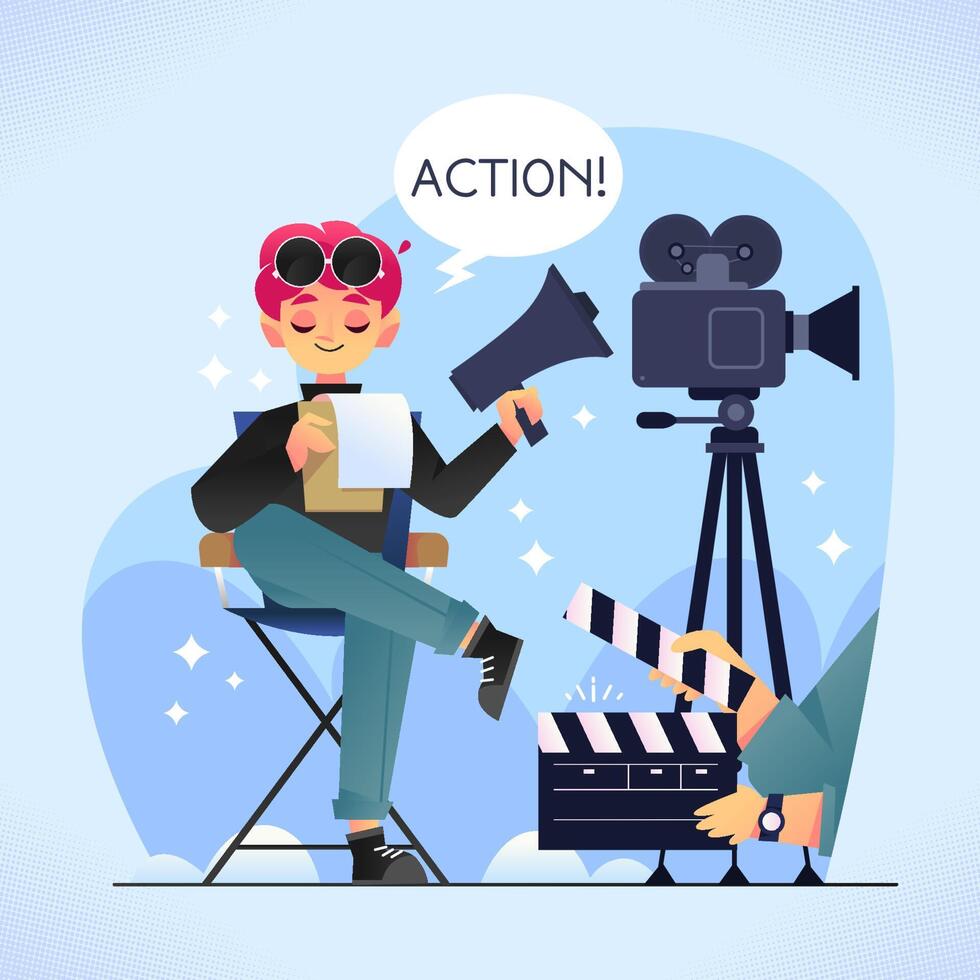 The Director Directs The Film vector