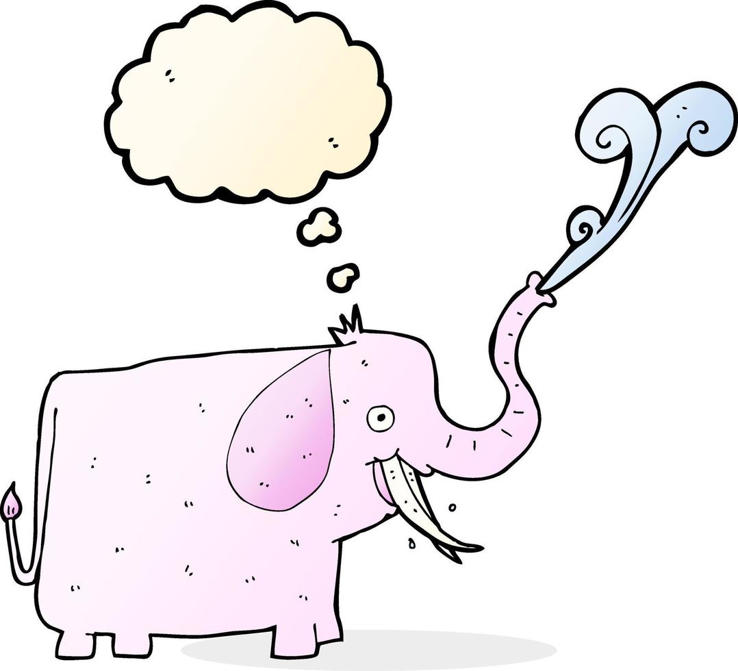 elefante feliz de dibujos animados con burbuja de pensamiento vector