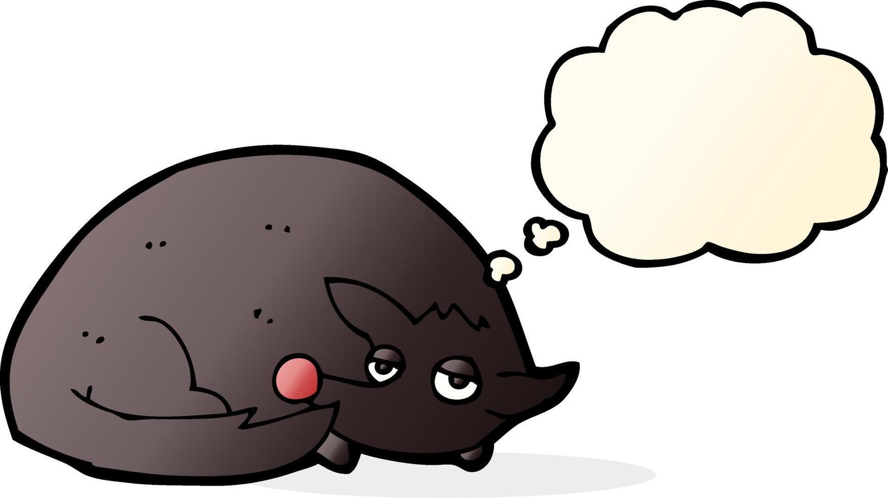 cartoon curled up dog with thought bubble vector