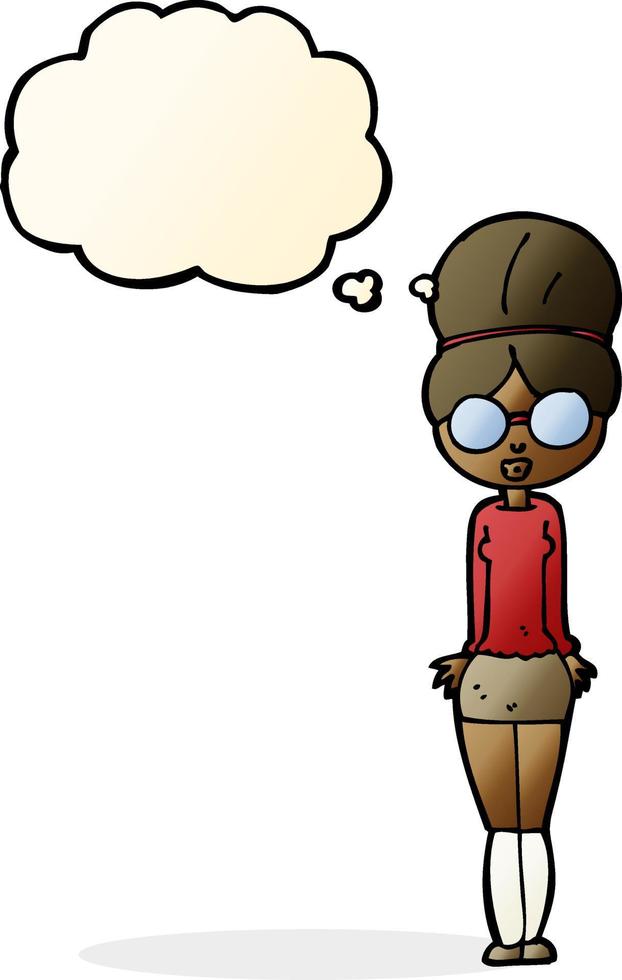 cartoon librarian woman with thought bubble vector