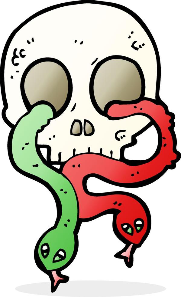 cartoon skull with snakes vector
