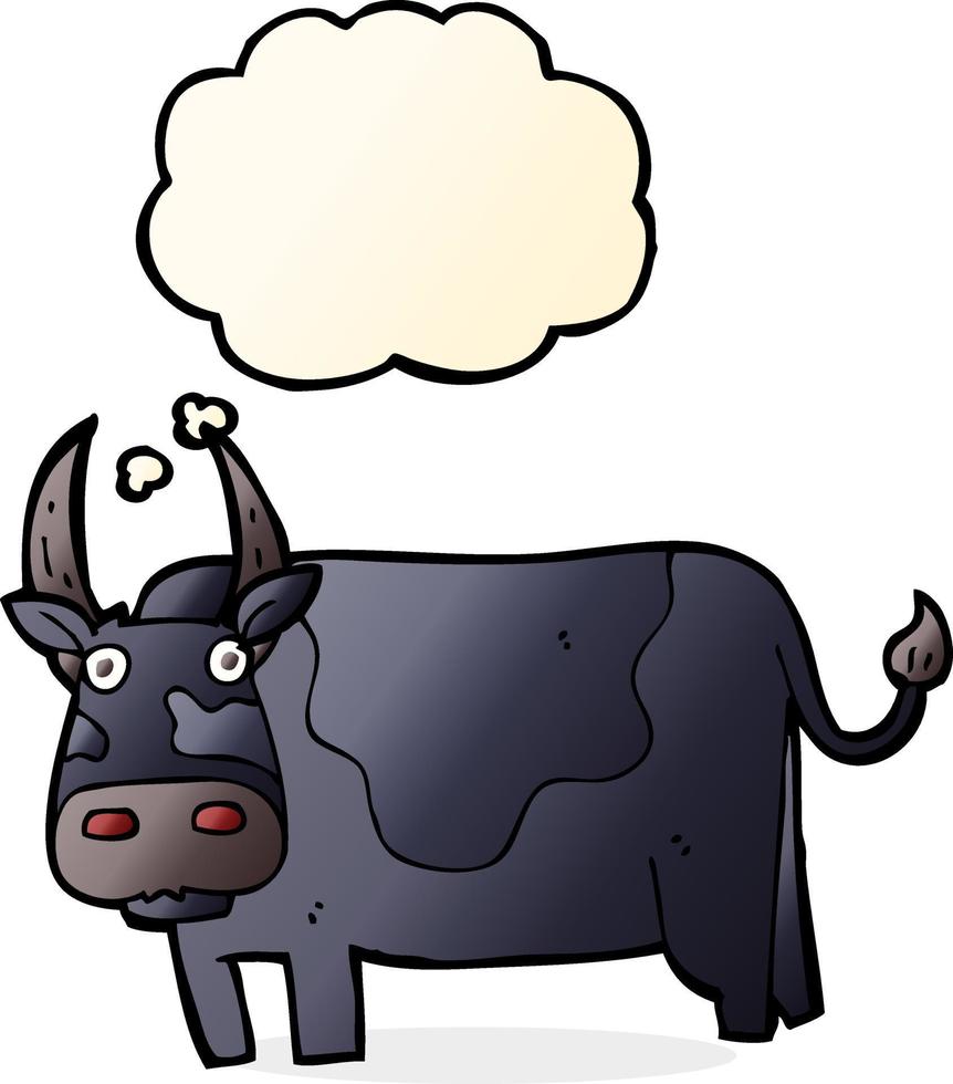 cartoon bull with thought bubble vector