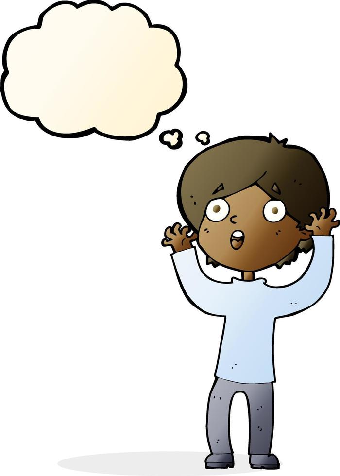 cartoon frightened man with thought bubble vector