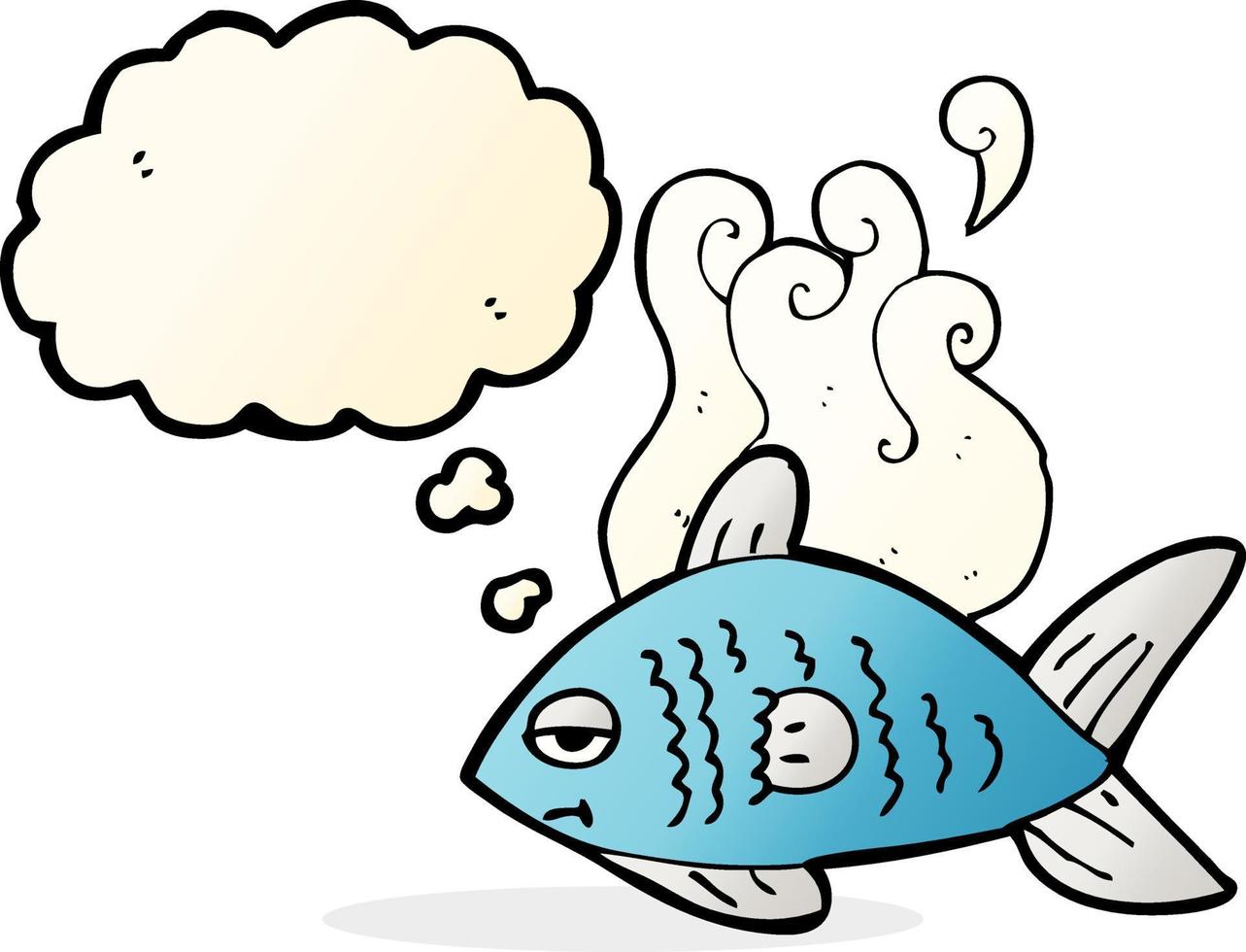 cartoon funny fish with thought bubble vector