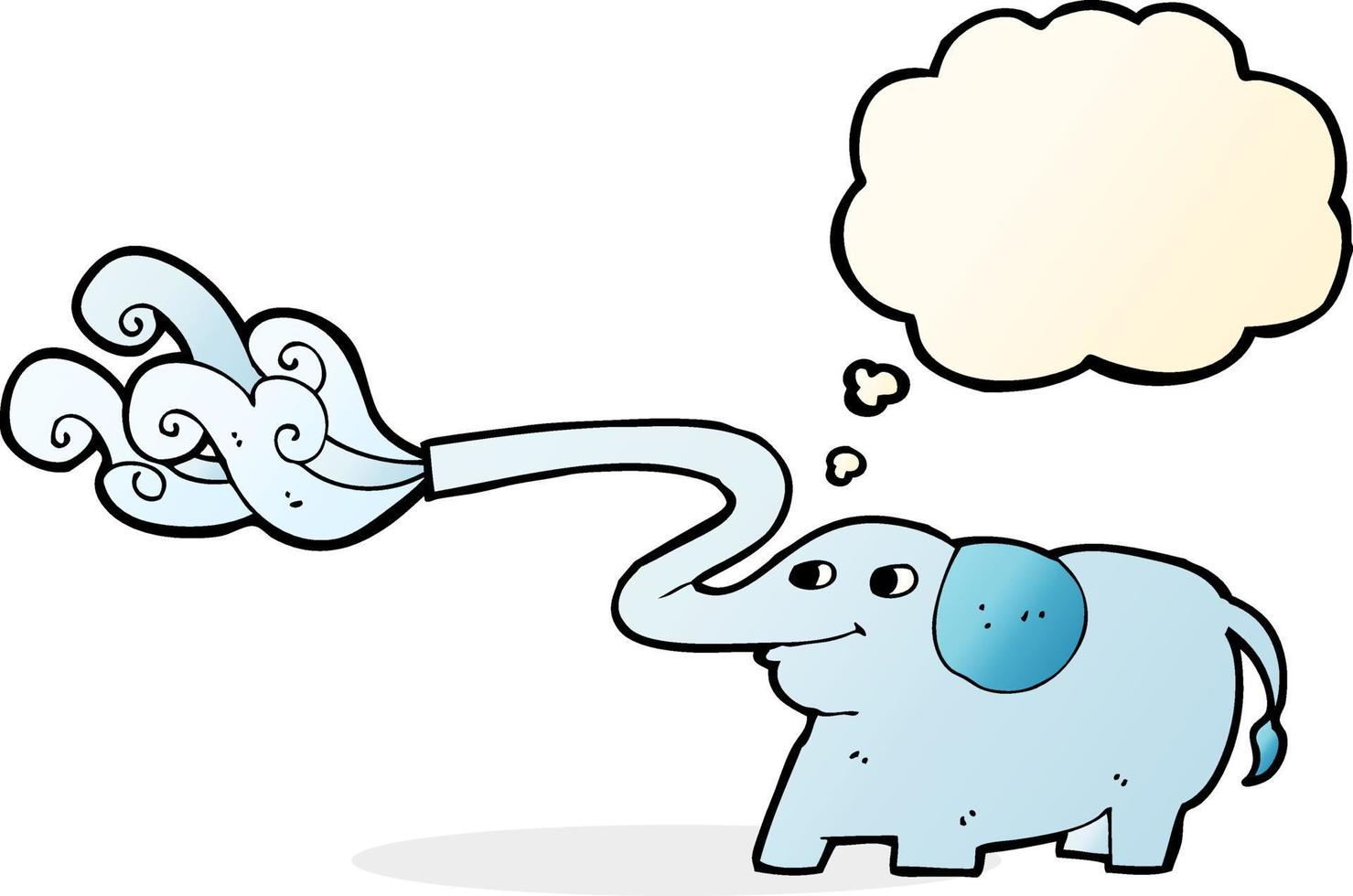 cartoon elephant squirting water with thought bubble vector