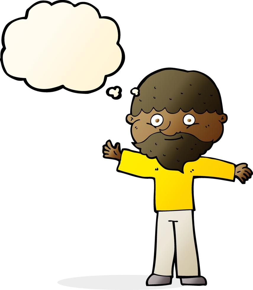 cartoon happy man with beard with thought bubble vector