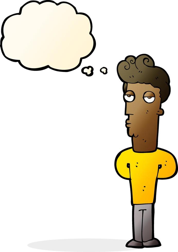 cartoon bored man with thought bubble vector