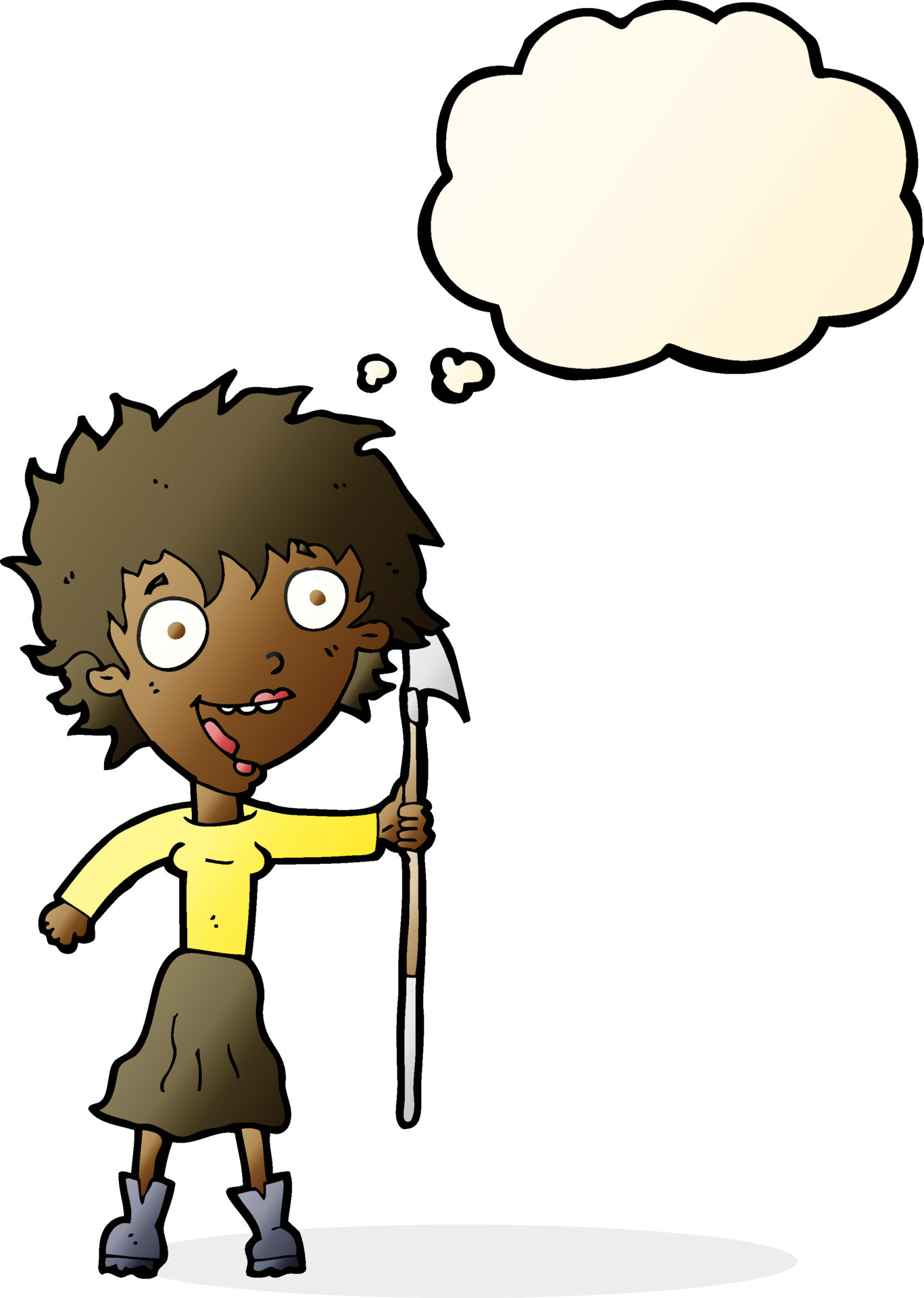 cartoon crazy woman with spear with thought bubble 12317980 Vector Art at Vecteezy cartoon crazy woman with spear with thought bubble 12317980 Vector Art at Vecteezy
