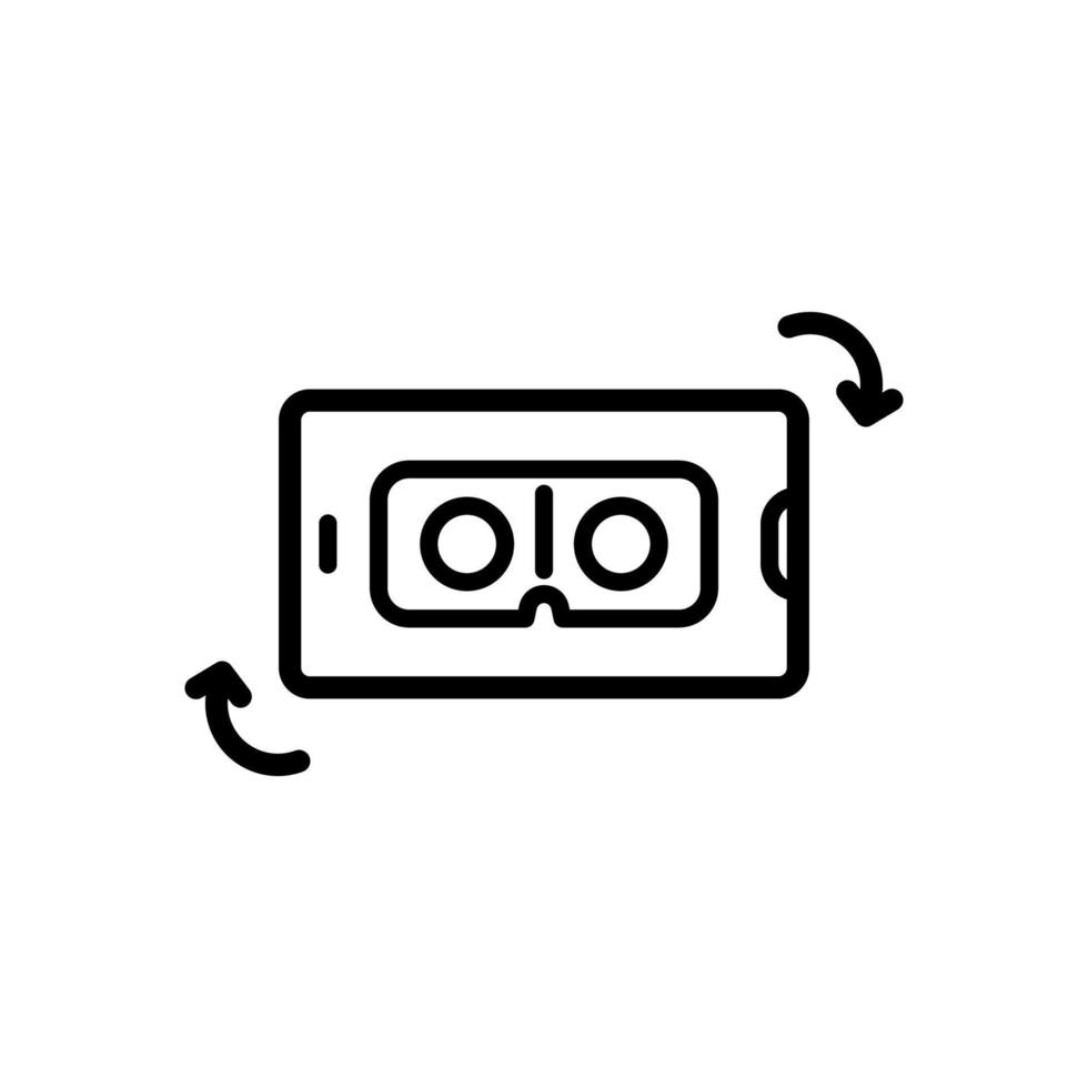 VR Application on smartphone, Outline icon, Vector and Illustration.